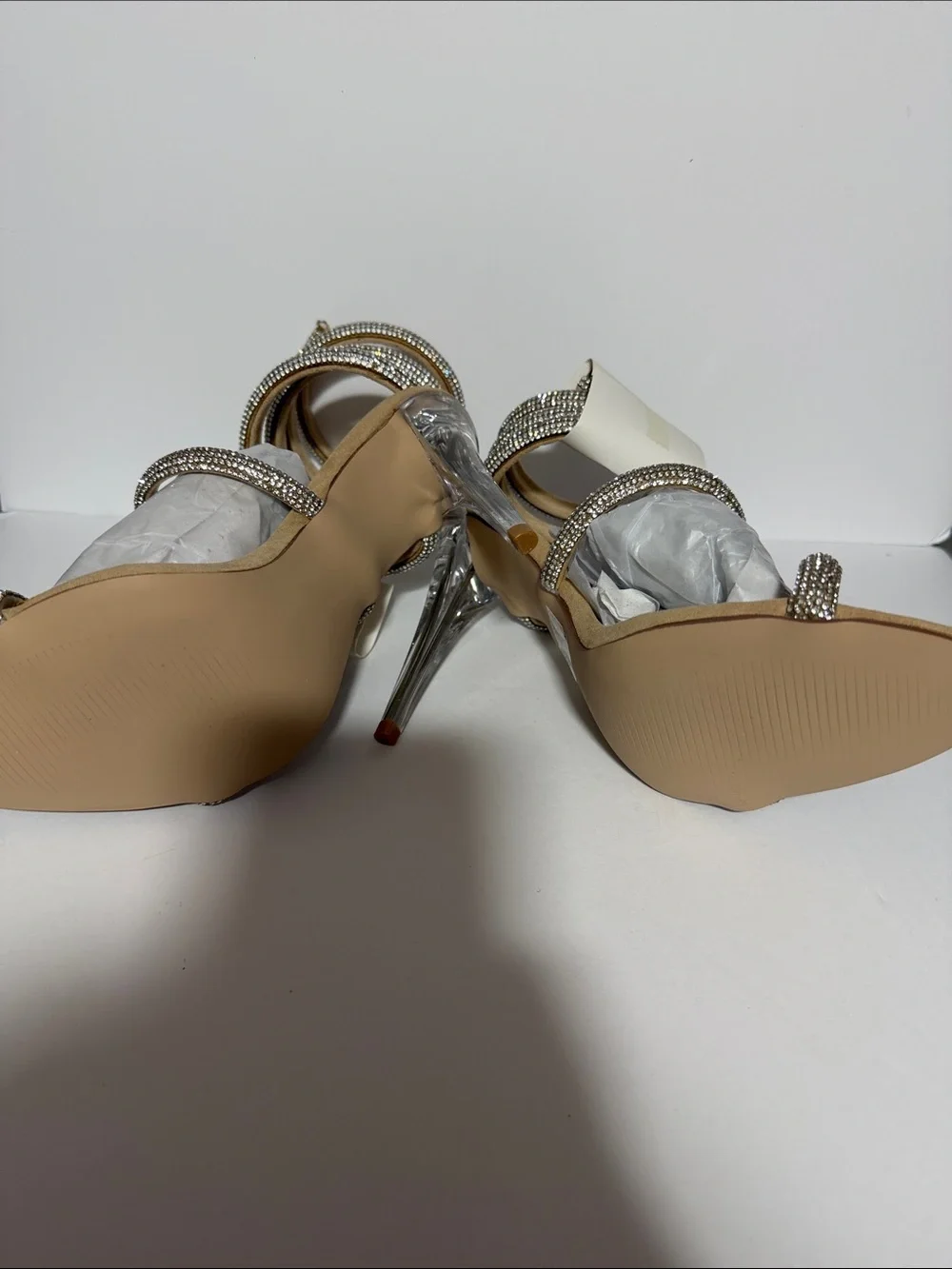Shoe Dazzle Rhinestone Spiral Wrap Sandals - Silver